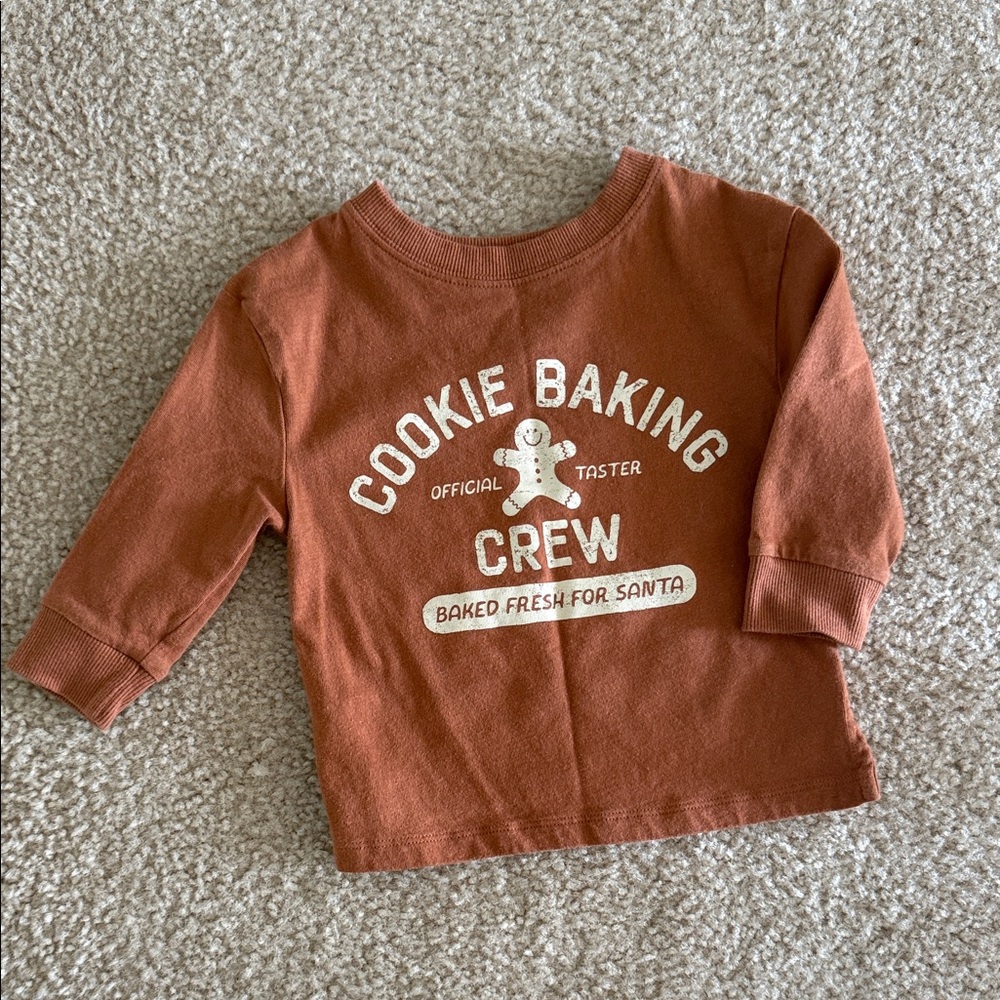Kids 'Cookie Baking Crew' Long Sleeve Tee - Rust